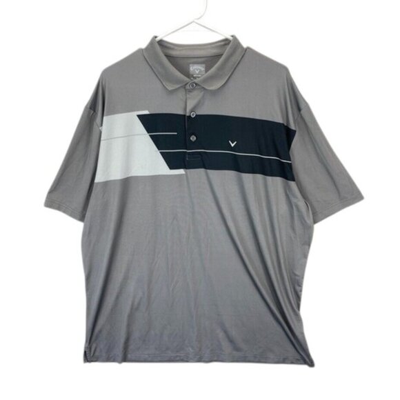 Callaway Polo Shirt Men’s Gray Black Dri-Fit Performance Golf Short Sleeve XL - Picture 1 of 7